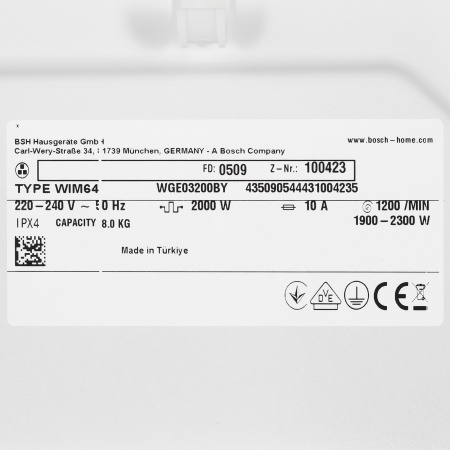Стиральная машина Bosch WGE03200BY
